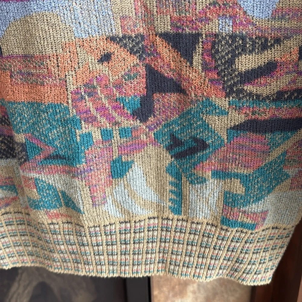 Vintage Italian made sweater colorful geometric Cosby vibes 80s 90s artsy M/L - Picture 9 of 11